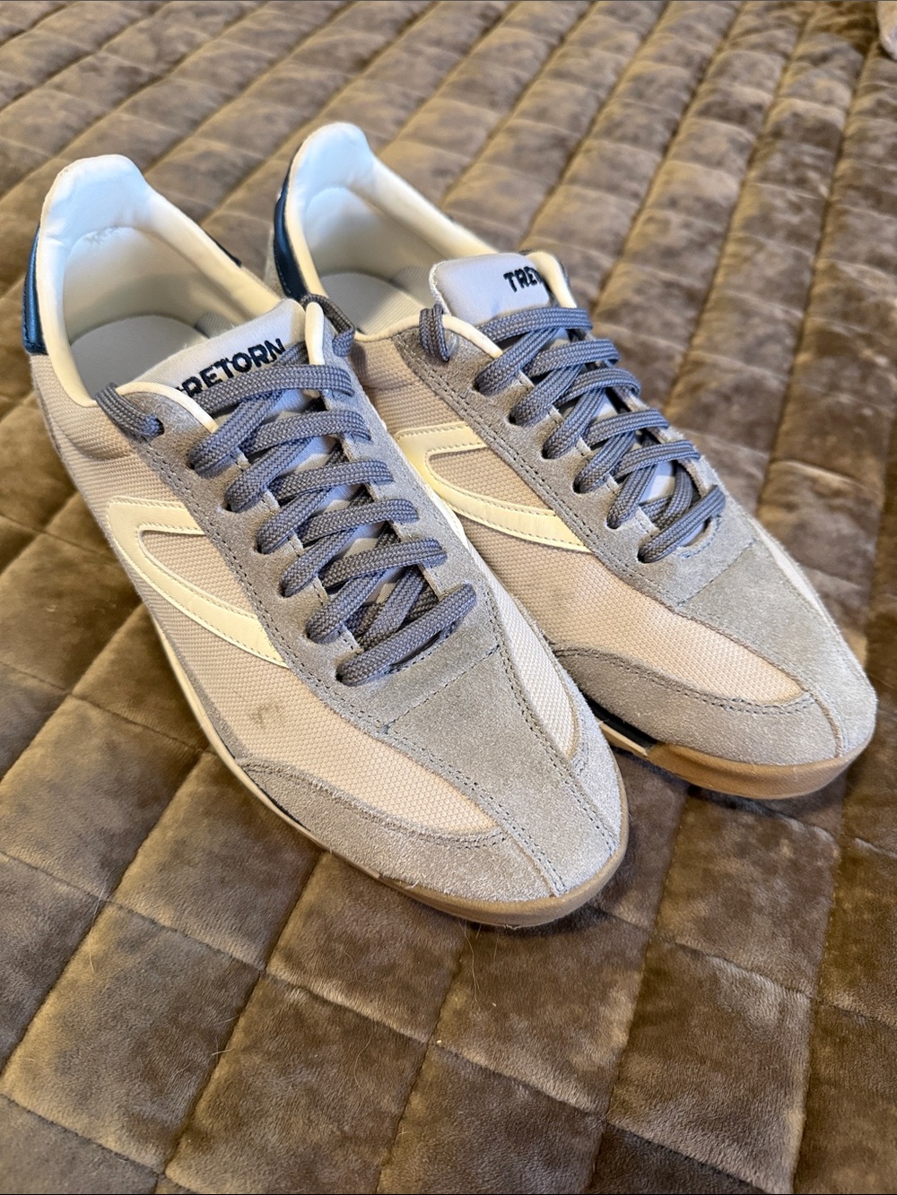 Tretorn Rawlins Gray and Cream Suede Sneakers